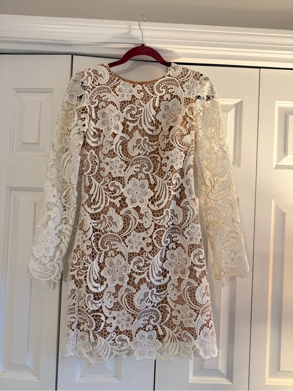 Dress the Population Ivory Floral Lace Long Sleeve Dress